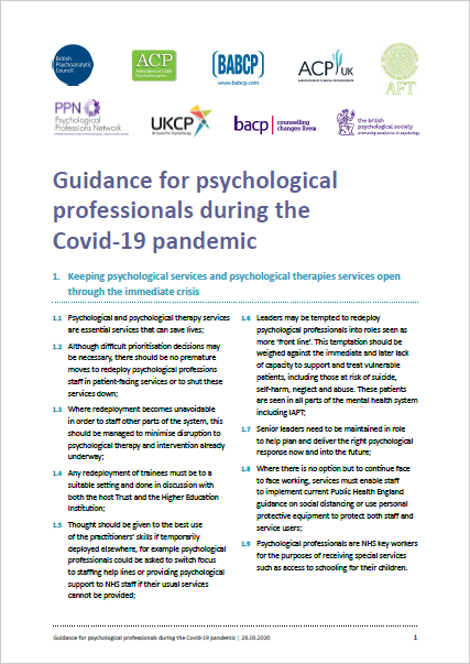 COVID-19: Guidance for Psychological Professionals